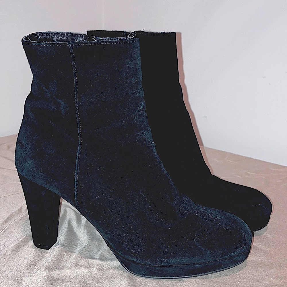ankle suede heeled boots